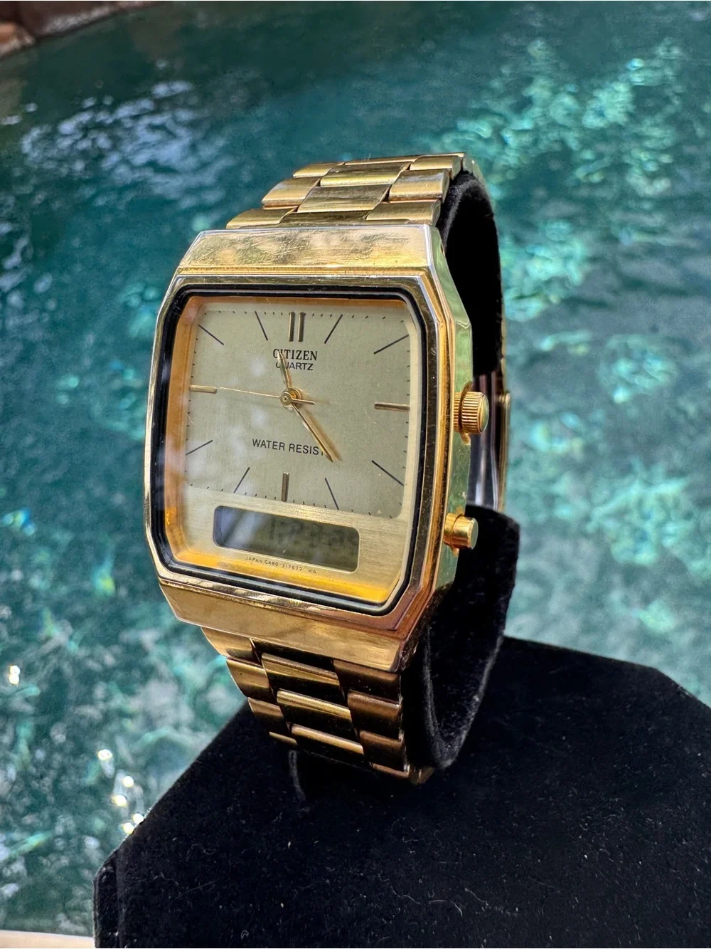 Citizen Quartz Vintage Analog-Digital LCD Gold Tone 31mm | Alarm Chrono Date